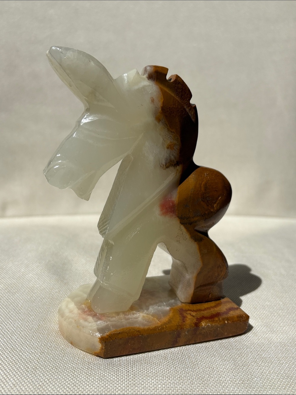 Vintage Mid Century Mexican Hand Carved Onyx Calcite Burro Donkey Statue 5.25”